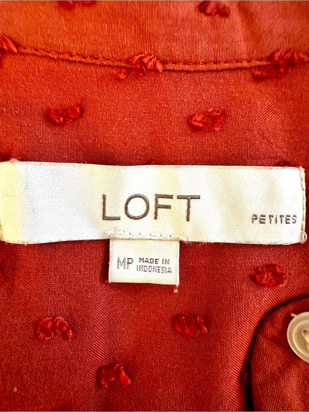 LOFT Rust Red Ruffle Front Short-Sleeve Blouse - Picture 3 of 5